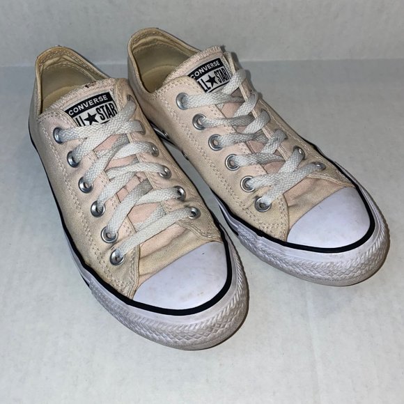 Converse Cream Chuck Taylor All Star Low Top Lace Up Sneakers, W Size 7 M Size 5 - Picture 2 of 9